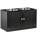 Gamelle - ecuelle surleve pour grands chiens 2 bols inox + support 44l noir  portes magntiques - ...