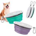 Gamelle pliable pour chien 2 pices 1000 ml gamelles de voyage avec couvercle et mousqueton