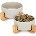 Gamelles sur�lev�es en c�ramique pour chats et petits chiens - avec supports en bois - gamelles anti ...