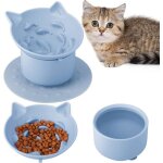 Gamelle surélevée pour chat - gamelle anti - glouton - pour chat - bleu - avec tapis antidérapant - pour ... Gamelle surélevée pour chat - gamelle anti - glouton - pour chat - bleu - avec tapis antidérapant - pour ...