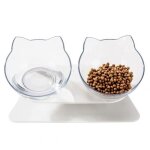 Gamelle sur�lev�e pour chat avec support gamelles inclin�es � 15� gamelle sur�lev�e en plastique transparent ...
