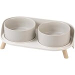 Gamelles sur�lev�es pour petits et moyens chiens ? set de 2 bols en c�ramique avec support antid�rapant ...