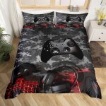 Gamer housse de couette garon adolescent jeu literie set 3d gamepad housse de couette noir rouge 220x240cm ...