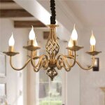 Ganeed lustre lustre de campagne franais en bronze de ferme en mtal vintage pour lot de cuisine 6 ...