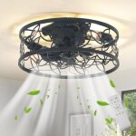 Ganeed ventilateur de plafonnier en cage avec t�l�commande 50cm ventilateur en m�tal pour chambre � coucher ...