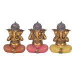 Ganesh statue set de 3 décoration de la sagesse rien vu rien dit rien entendu de 18cm Ganesh statue set de 3 décoration de la sagesse rien vu rien dit rien entendu de 18cm