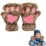 Gant chat griffe gants sans doigts mitaine filles patte de chat mignon gants en peluche dhiver chauds ...