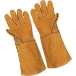 Gants en cuir r�sistant au feu gantelets durables gants de soudeur de vachette pour le travail de s�curit� ...