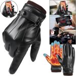 Gants dhiver en cuir pour homme noirs chauds coupe - vent protection contre le froid imperméables pour ... Gants dhiver en cuir pour homme noirs chauds coupe - vent protection contre le froid imperméables pour ...