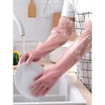 Gants de vaisselle � imprim� marguerite gants en caoutchouc polaire �pais et durables gants de m�nage ...