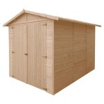 Garage en bois naturel - chalet en pin / pica - h222x244x320 cm / 6 m - construction de panneaux - ...
