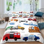 Gar�ons dessins anim�s parure de lit camions de pompiers sets de housse de couette machines pour enfants ...