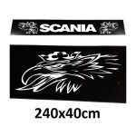 Garde - boue arrire 40x240cm scania avec criture blanche et logo sur fond noir en caoutchouc rsistant ...