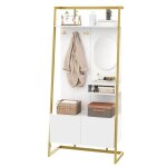 Garde - robe compacte - moderne - miroir intgr - crochets mtal - banc  chaussures