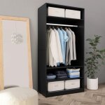Garde robe noir 100 x 50 x 200 cm bois d ing�nierie