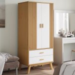 Garde robe olden blanc et marron 765x53x172 cm bois massif pin