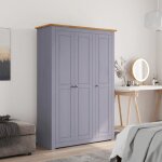 Garde robe 3 portes gris 118x50x1715 cm pin assortiment panama