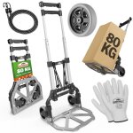 Gardebruk diable aluminium pliable 80kg roues pleines increvables gants 2 tendeurs chariot de transport ...