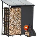 Gardebruk® Étagère pour bois de cheminée xxl noir abri bûches en acier avec toit stockage du bois Étagère ... Gardebruk® Étagère pour bois de cheminée xxl noir abri bûches en acier avec toit stockage du bois Étagère ...