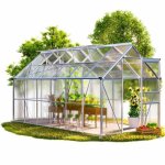 Gardebruk serre de jardin aluminium 72m fondation 380x190cm 4 lucarnes serre  tomates plantes lgumes ...