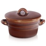 Garnek en c�ramique - orion - 340 ml - marron - avec couvercle et poign�es