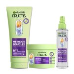 Garnier fructis m�thode boucles routine shampooing masque spray hydratant � lacide hyaluronique et beurre ...