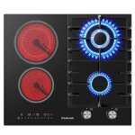 Gasland gch604bf table de cuisson mixte 4 zones 81 kw plaque de cuisson 2 vitroc�ramique + 2 gaz rev�tement ...