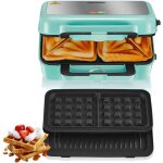 Gaufrier 1200w appareil croque monsieur 3 en 1 contr�le de la temp�rature � 5 vitesses machine � gaufres ...