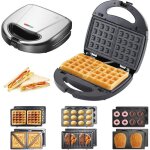 Gaufrier 6 en 1750w appareil croque monsieursandwichs seriesgauffrier multifonctions6 plaques antiadhsives ...
