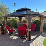 Gazebo purple leaf de jardin ext�rieur 365 x 3 m aluminium tonnelle pavillon acier galvanis� bronze
