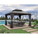 Gazebo purple leaf de jardin ext�rieur 425 x 335 m aluminium tonnelle pavillon toit acier galvanis� gris ...