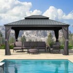 Gazebo purple leaf de jardin extrieur 46 x 4 m aluminium tonnelle pavillon toit acier galvanis gris ...