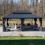 Gazebo purple leaf de jardin extrieur 6 x 425 m aluminium tonnelle pavillon toit acier galvanis gris ...