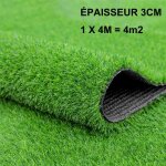 Gazon artificiel - non spcifi - 1 x 4 m - paisseur 3 cm - polythylne - traitement uv