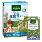 Gazon - vilmorin - gazon ultra r�sistant - label rouge - 1 kg + gazon japonais - 4 m� - m�lange de fleurs ...