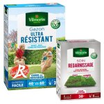 Gazon - vilmorin - gazon ultra r�sistant - label rouge - 1 kg + soin regarnissage universel 2 en 1 - ...