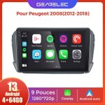 Gearelec autoradio 10. 1 pouces android pour peugeot 2008 2012 - 2018 avec carplay andriod auto gps navigation ...