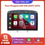 Gearelec autoradio 9 pouces android pour peugeot 308 408 2007 - 2013 avec carplay andriod auto gps navigation ...