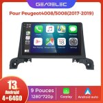 Gearelec autoradio 9 pouces android pour peugeot 4008 / 5008 2017 - 2019 avec carplay andriod auto gps ...