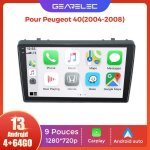Gearelec autoradio 9 pouces android pour peugeot 407 2004 - 2008 avec carplay andriod auto gps navigation ...