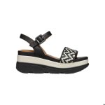 Geox gardenia a ? sandales compens�es femme cuir brillant noir talon 7 cm