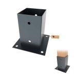 Support poteau � visser rev�tement en poudre anthracite gezu impex 91 x 91 mm pour bois pied platine ...