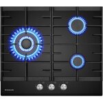 Gh603bf plaque de cuisson  gaz en verre avec brleur  wok 3 flammes - plaque de cuisson  gaz encastrable ...