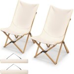 Giantex lot de 2 chaise de jardin pliante - chaise de camping en bambou portable avec sac de rangement ...