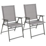 Giantex lot de 2 chaises de jardin pliantes � dossier haut - - fauteuil avec accoudoir - m�tal et textil�ne ...