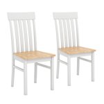 Giantex lot de 2 chaises de salle � manger - pieds en bois de caoutchouc - dossier creux - style rustique ...