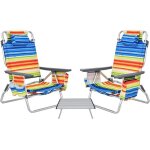 Giantex 2 fauteuils de jardin / plage pliante avec table + oreiller - chaise dossier rglable  5 niveaux ...