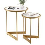Giantex lot de 2 tables dappoint gigognes rondes - surface en effet marbre - base triangulaire en métal ... Giantex lot de 2 tables dappoint gigognes rondes - surface en effet marbre - base triangulaire en métal ...