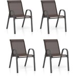 Giantex lot de 4 chaises de jardin empilables - fauteuils extrieur en tissu + cadre en fer - 56x 70x ...