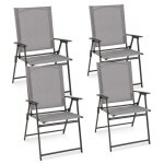 Giantex lot de 4 chaises de jardin pliantes à dossier haut - - fauteuil avec accoudoir - métal et textilène ... Giantex lot de 4 chaises de jardin pliantes à dossier haut - - fauteuil avec accoudoir - métal et textilène ...